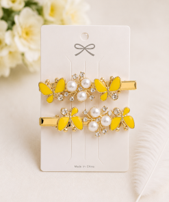 Alternative view of Luxury  Butterfly & Pearl Hair Clip Set –(2-Piece Set) random color