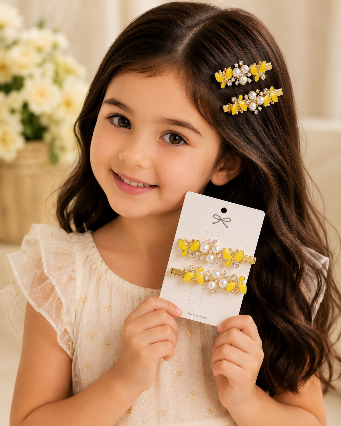 Luxury Butterfly & Pearl Hair Clip Set –(2-Piece Set) random color - Image 3