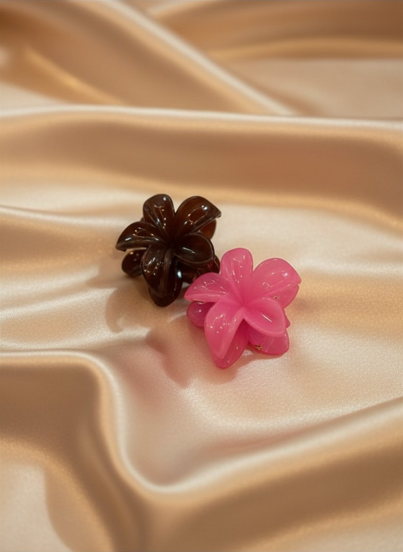 Elegant Floral Glossy Hair Claw Clip pair