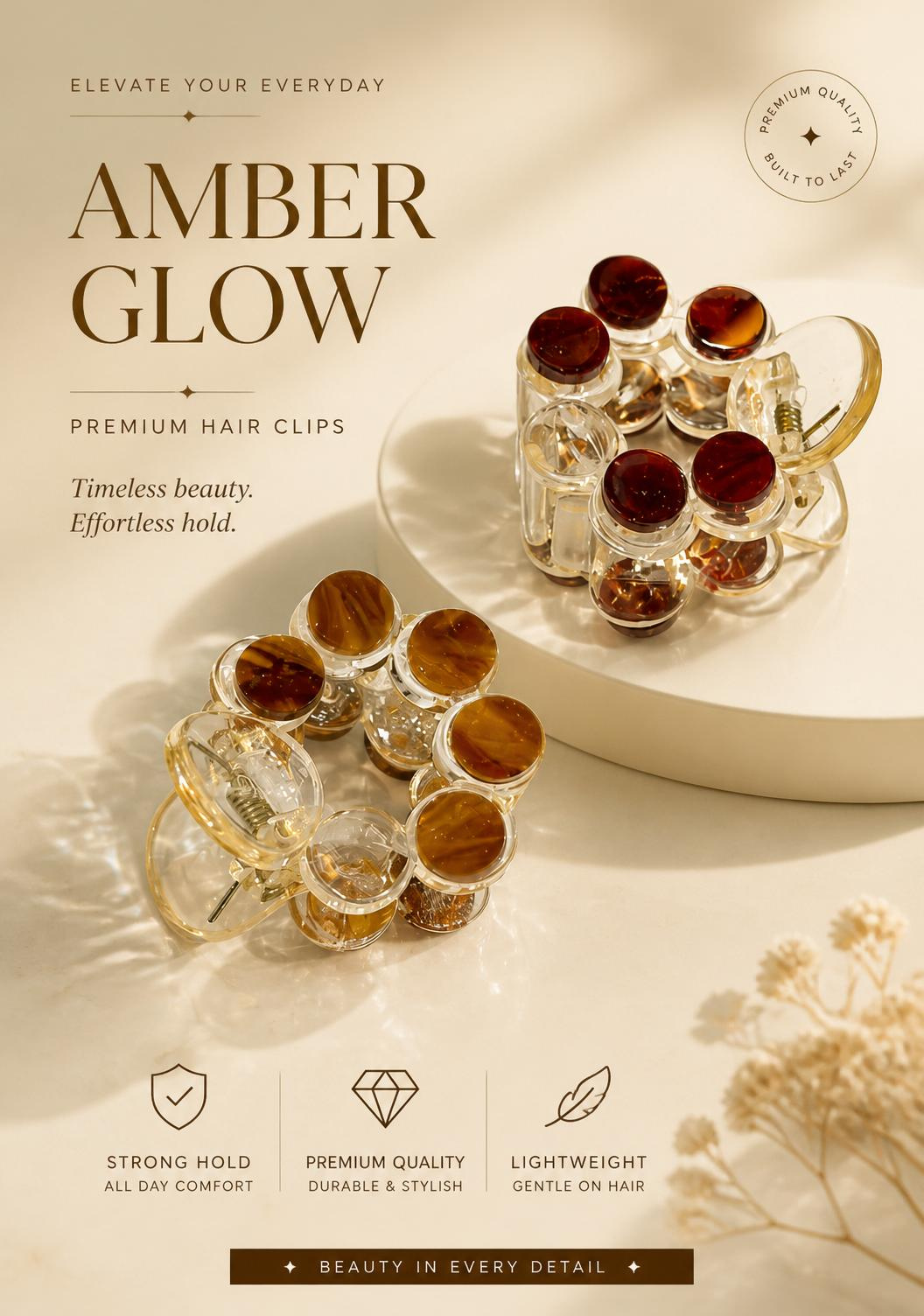 Amber Glow Marble Hair Claw Clip each