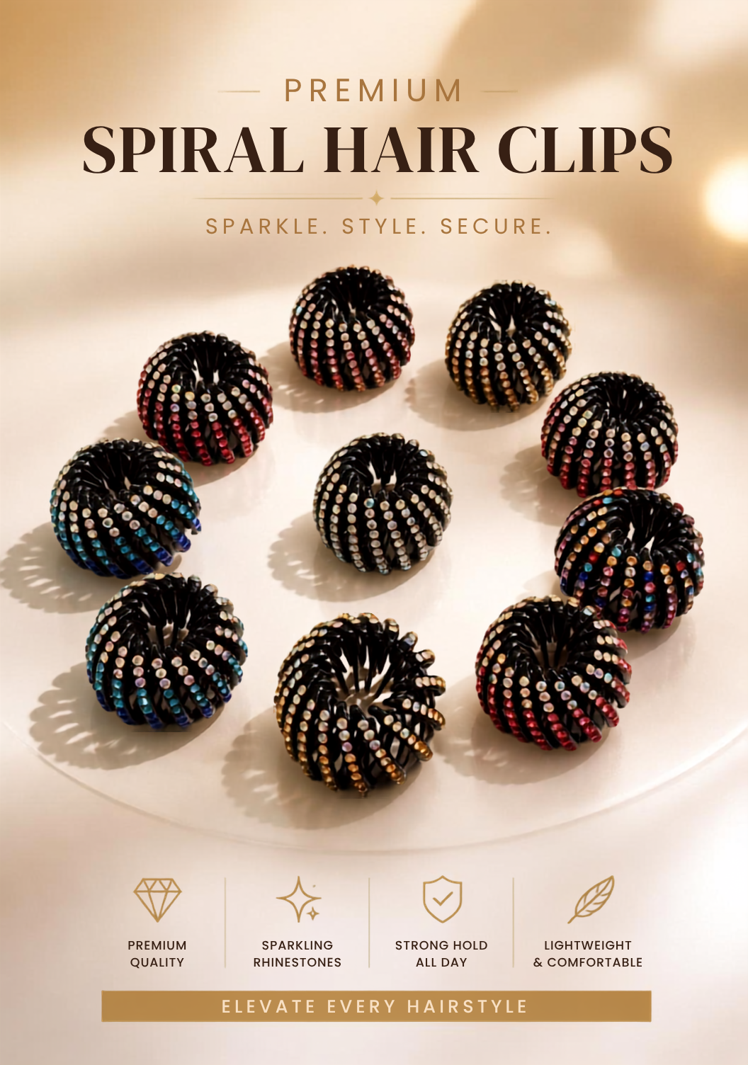 Premium Rhinestone Spiral Hair Clip 1 Pc